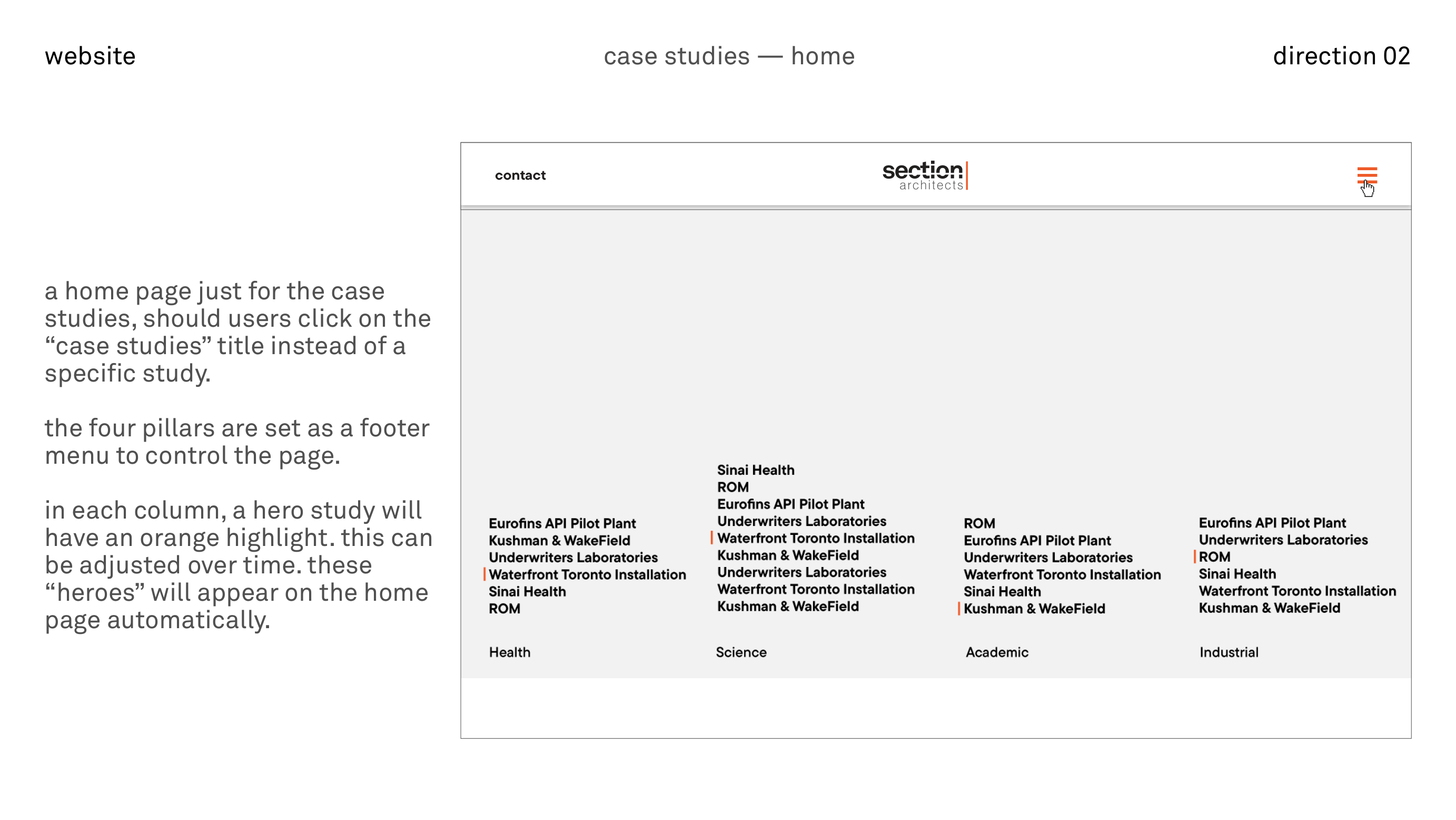 section architects website · case studies home direction 02
