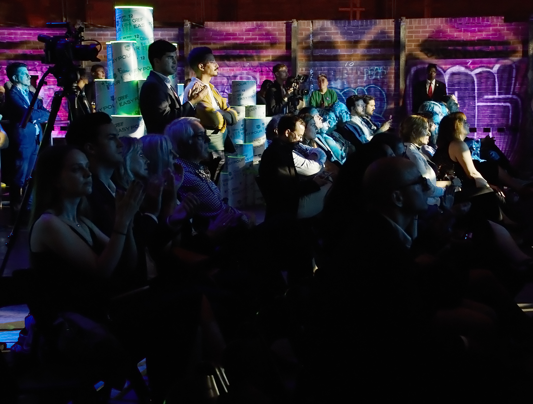 Azure Awards stage with large typographic backdrop and presenters.