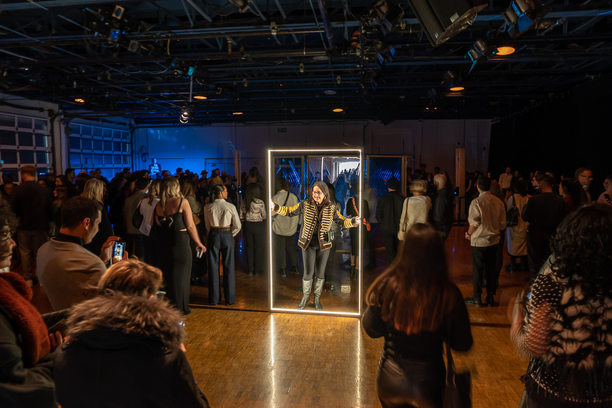 DesignTO launch party with festival graphics and event environment.