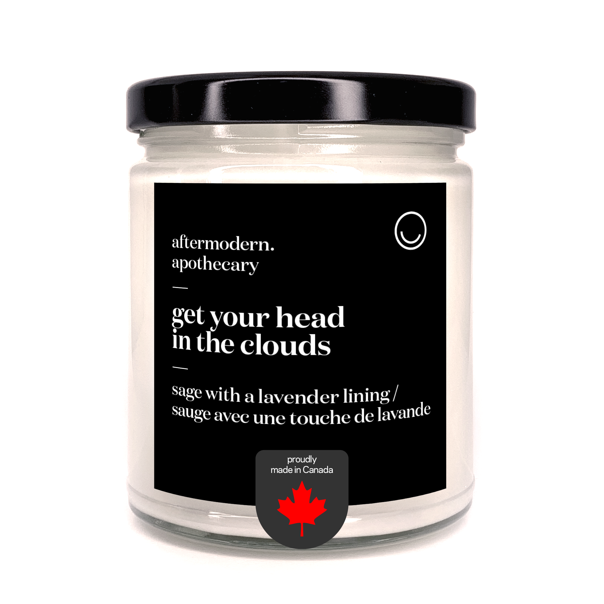 aftermodern.apothecary candle 'get your head in the clouds' with lid.